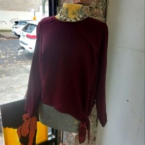 Blouse Long Sleeve w/Bow & Small button @ the back